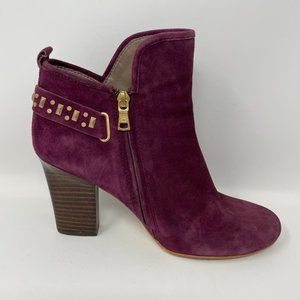 Latigo Womens Maroon Suede Leather Side Zip Heel Bootie "Ganet" Size 8.5